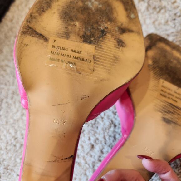 EGO Hot Pink Square Toe Slide On Heels Size 9 (Uk7) - Picture 4 of 5